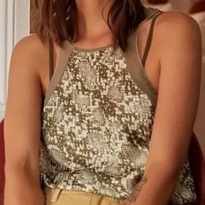 Free People Intimately Green Moss Snake Print Bodysuit